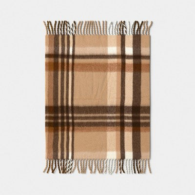 Woven Plaid Throw Blanket Tan - Threshold