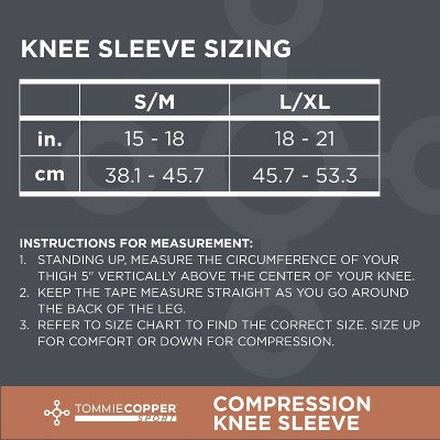 Tommie Copper Sport Compression Knee Support Sleeve - S/M: Joint Support, Polyester Material
