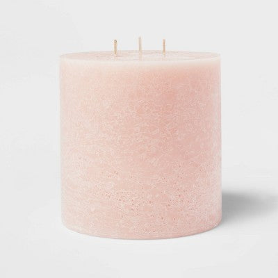 6"x6" 3-Wick Peony & Cherry Blossom Cozy Pillar Candle Pink - Threshold: Modern Traditional Decor, 95hr Burn Time