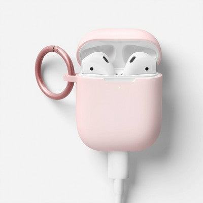 AirPods (1/2 Generation) Silicone Case with Clip - heyday Cosmetic Pink