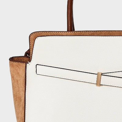 Belted Top Handle Satchel Handbag - A New Day Cream