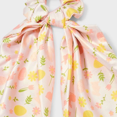 Easter Bunny Flower Print Hair Twister with Tails - Pink/Yellow: Fashion Accessory for All Hair Types