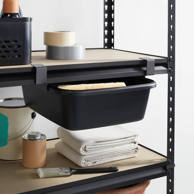 Undershelf Rail Storage Kit - Brightroom: Steel Shelf Dividers, Black Utility Shelf Parts, 8-Piece Set