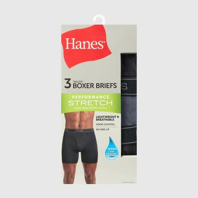 Hanes Men's Performance Stretch Boxer Briefs - Black/Gray S