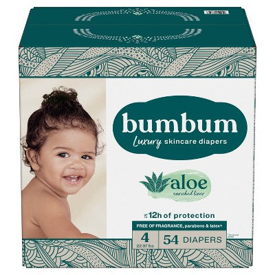 bumbum Luxury Skincare Disposable Diapers - Size 4 - 54ct