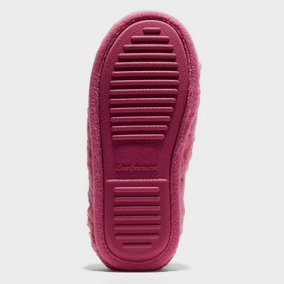 dluxe by dearfoams Women's Daisy Smiley Slide Slippers - Pink XL (11-12)