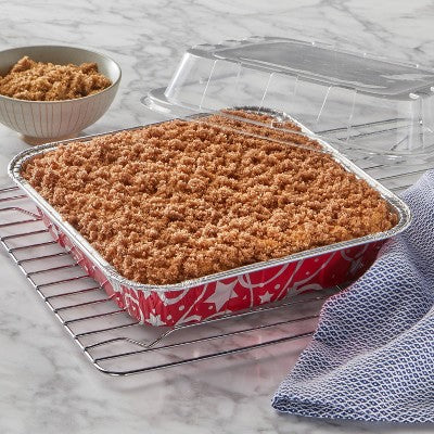 EZ Foil 8" x 8" Red Holiday Cake Pan with Lids - 3ct