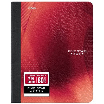 Five Star 7.5"x9.75" Active Wide Ruled Composition Book Red