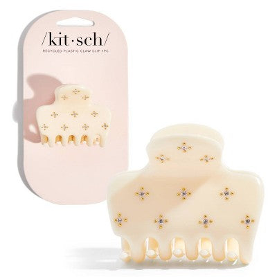 Kitsch-Mass Recycled Plastic Medium Rhinestone Cloud Hair Claw Clip - Ivory