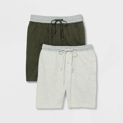 Hanes Premium Men's 9" French Terry Pajama Shorts 2pk - Green XL