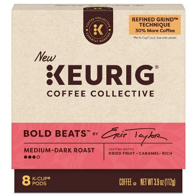 Keurig Coffee Collective Bold Beats Medium Dark Roast K-Cup Coffee Pods - 8ct: Arabica Beans, Caramel Flavor
