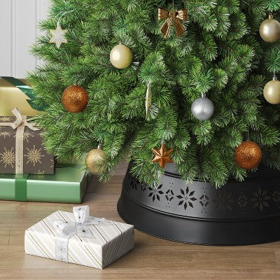 25" Snowflake Fair Isle Cut Out Metal Christmas Tree Collar Black - Wondershop (LOCAL PICKUP ONLY)