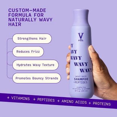 V&Co. Beauty Wavy Hair + Peptide Shampoo 12 fl oz