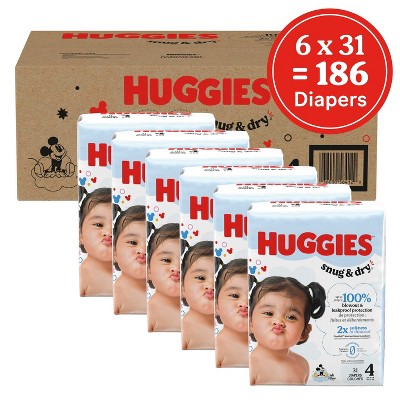 Huggies Snug & Dry Diapers - Size 4 - 186ct: Paraben-Free, Elastic Sides, Wetness Indicator, 22-37 lbs Range (LOCAL PICKUP ONLY)