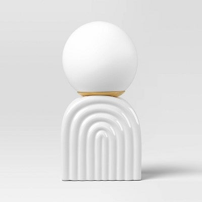 Mini Glass Orb Shade with Ceramic Base Novelty Table Lamp White - Room Essentials