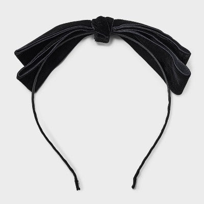 Velvet Bow Headband - A New Day Black