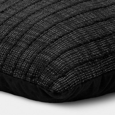 18"x18" Solid Textural Woven Pillow Black - Threshold