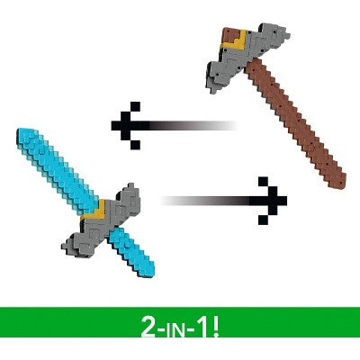Minecraft Click and Switch Sword and Pickaxe Role-Play 2-in-1 Toy Inspired by the Movie