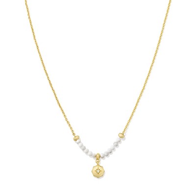 Kendra Scott Marie Beaded Pendant Necklace - Gold/White Variegated Magnesite