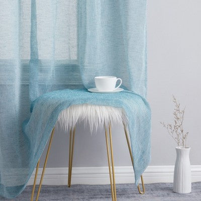 HLC.ME Penelope Faux Linen Textured Privacy Sheer Light Filtering Rod Pocket Curtains Panels, Set of 2 - Ivory, 54 W x 96 L