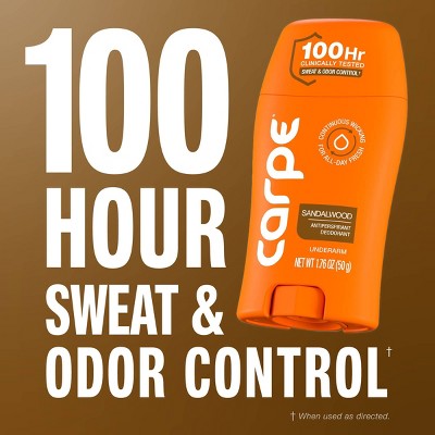 Carpe Men's 100HR Sweat & Odor Control Antiperspirant Deodorant - Sandalwood - 1.76oz: Paraben-Free, Vegan, Cream, Under Arm