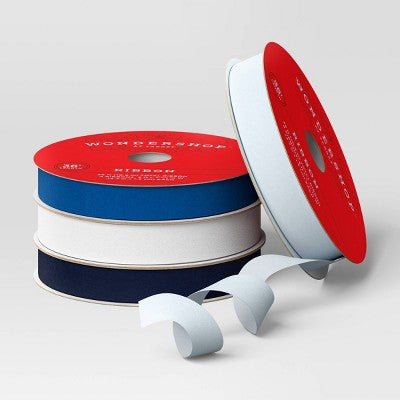 4pk Christmas Velvet Ribbon White/Light & Dark Blues - Wondershop