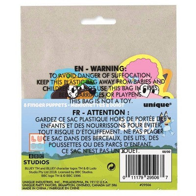 8ct Bluey Party Favor Finger Puppets