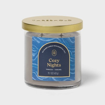 15.1oz 2-Wick Lidded Glass Jar Candle Cozy Nights - Threshold