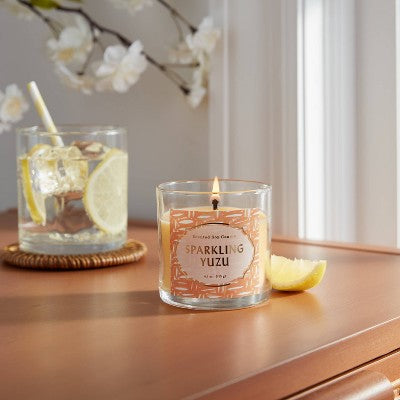 Clear Glass Sparkling Yuzu Lidded Jar Candle Pale Orange 4.1oz - Opalhouse
