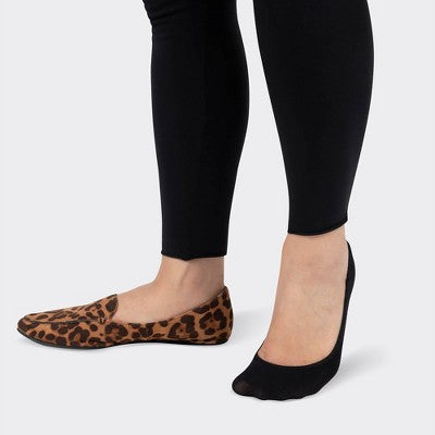 Peds Women's 2pk Extended Size Microfiber Liner Socks - Black 8-12