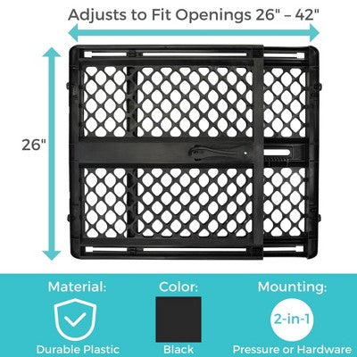 Toddleroo by North States 2-in-1 Supergate Secure Plastic Gate - Black (LOCAL PICKUP ONLY)