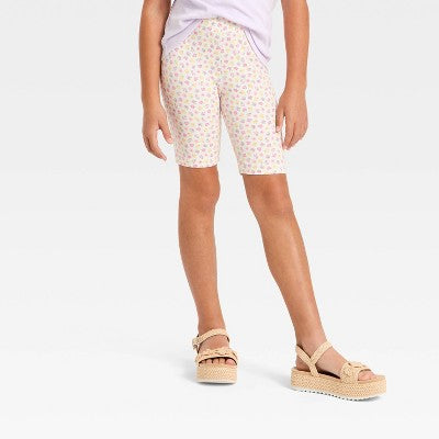 Girls' Floral Bike Shorts - Cat & Jack Almond XXL