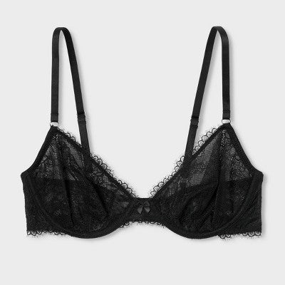 Women's Lace Unlined Demi Bra - Auden Black 36D