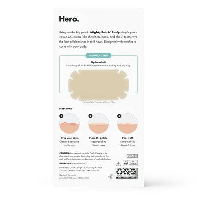 Hero Cosmetics Mighty Patch Body Patch - 4ct: Alcohol-Free, Whole Body Application, Acne-Prone Skin
