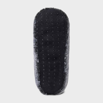 Women's Faux plush Cozy Pull-On Slipper Socks with Grippers - Auden Black S/M: Cushioned Insole, Nonslip