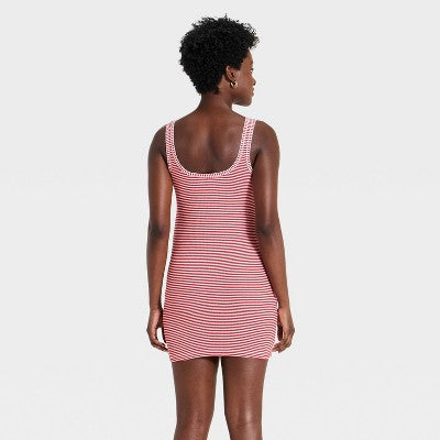 Women's Knit Mini Bodycon Dress - Universal Thread Red Striped XS