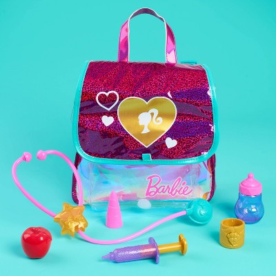 Barbie Unicorn Plush Pet Bag Playset 11" Light-Up Unicorn with Backpack and Vet Accessories