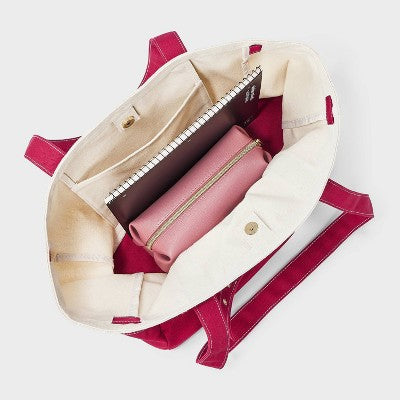 Canvas Large Belted Tote Bag - Universal Thread Red