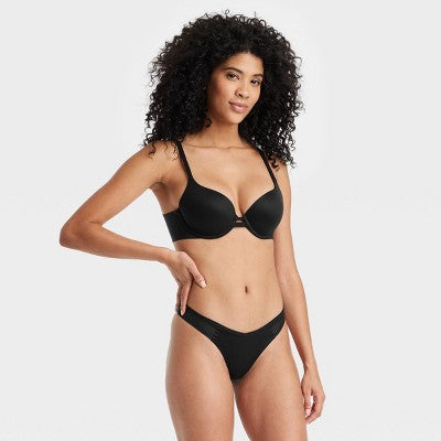 Women's Micro-Mesh Thong Underwear - Auden Black S