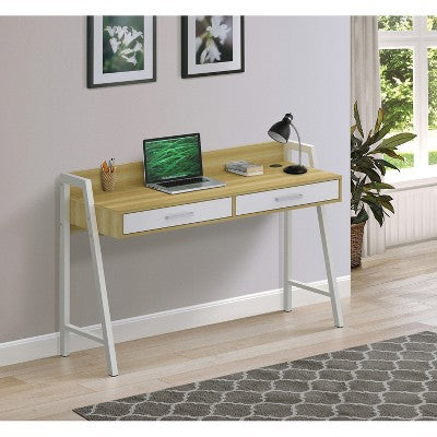 Saint Birch Fenton 47-inch Writing Desk with 2 Drawers, Natural/White (LOCAL PICKUP ONLY)