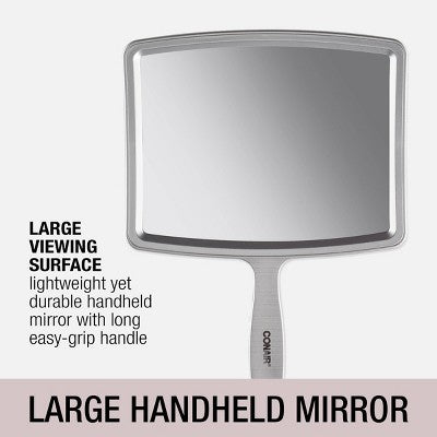 Conair Large Surface Rectangular Mirror - Standard Magnification - Handheld - Rose Gold or Silver