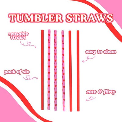 CharCharms 6pk 40oz Galentines Water Bottle Straws