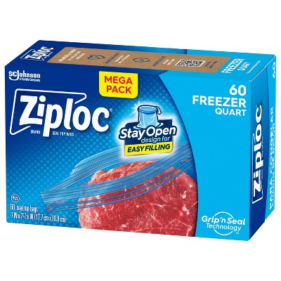 Ziploc Freezer Quart Bags with Grip 'n Seal Technology - 60ct