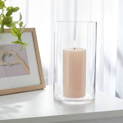 Clear Hurricane 5.31"x10" Pillar Candle Holder - Room Essentials: Sophisticated Tabletop Glass Decor