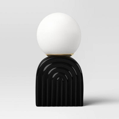 Orb Glass Shade with Ceramic Base Table Lamp Black - Room Essentials