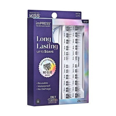 KISS Products imPRESS Long Lasting Press-On Self Adhesive False Eyelashes - Demi Wispy - 25ct