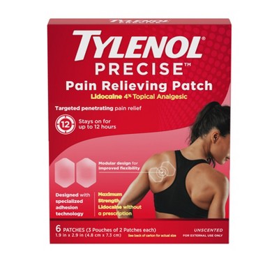 Tylenol Precise Pain Relief Patches - Max OTC Strength Lidocaine - Unscented - 3 Pouches/2ct Each