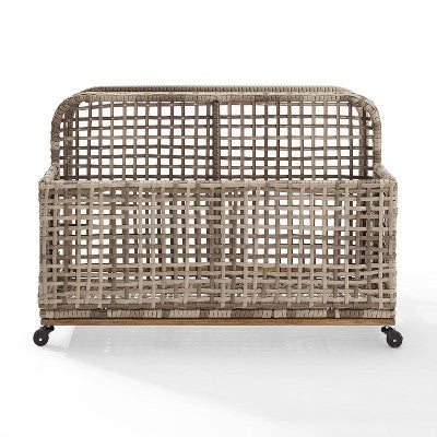 Ridley Outdoor Wicker & Metal Pool Storage Caddy - Gray - Crosley (LOCAL PICKUP ONLY)