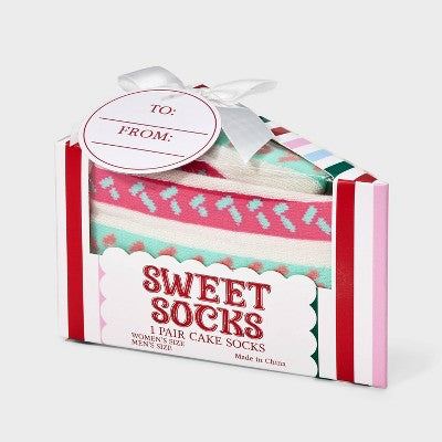 Adult Cake Slice Crew Socks - Cream One Size Fits Most