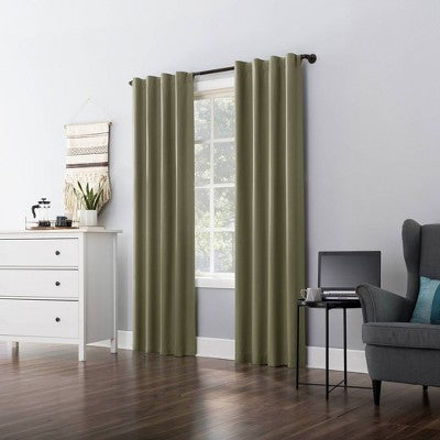 40"x63" Sun Zero 100% Blackout Cyrus Thermal Back Tab Curtain Panel Olive Green: Modern Indoor Polyester Drapery